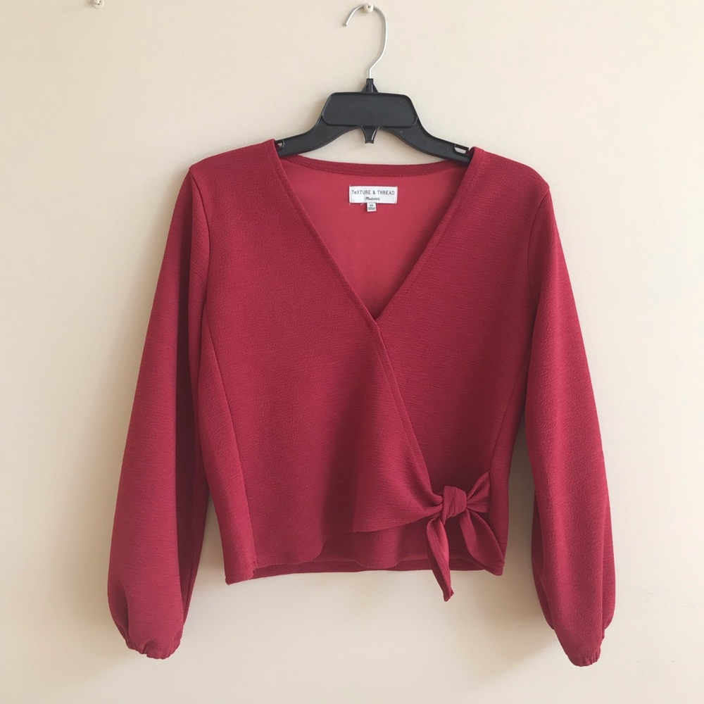 Madewell red wrap top blouse